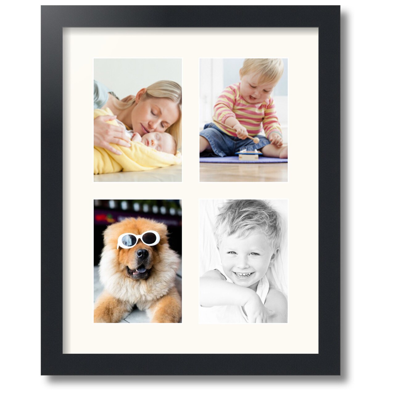 ArtToFrames Collage Photo Picture Frame with 4 - 5x7 inch Openings, Framed in Black with Over 62 Mat Color Options and Regular Glass (CSM-3926-3)